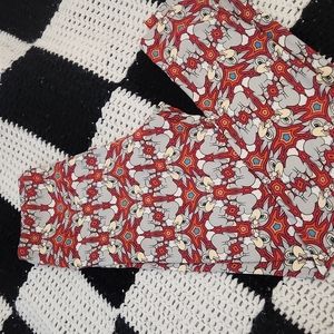 LuLaRoe Disney Thumper Red and Cream Patterned Leggings